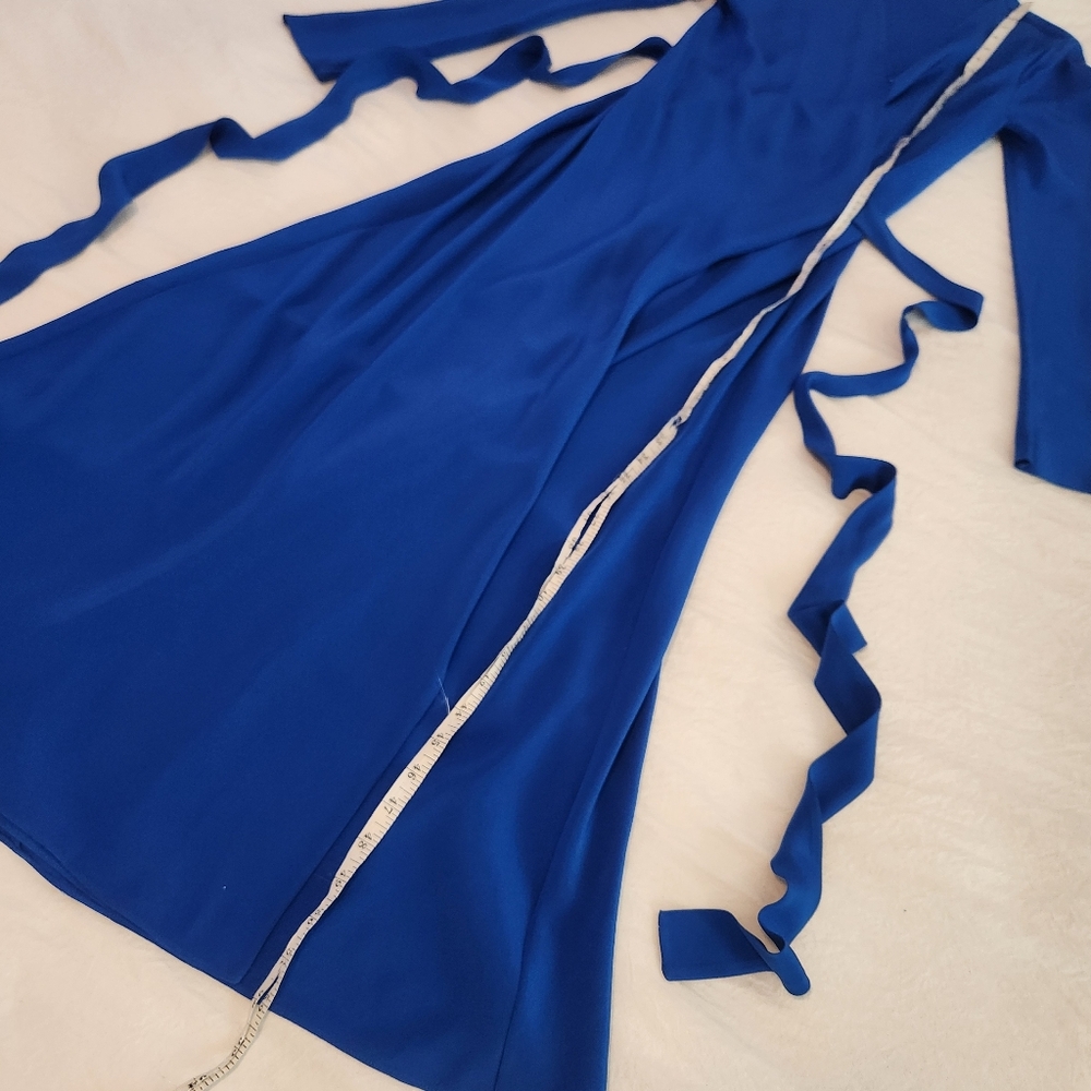 Diane Von Furstenberg DVF Blue Silk Wrap Dress Sz S - Picture 10 of 12